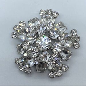 Vintage 60’s Juliana DeLizza & Elster Crystal Silver Tone 2 Layer High Brooch